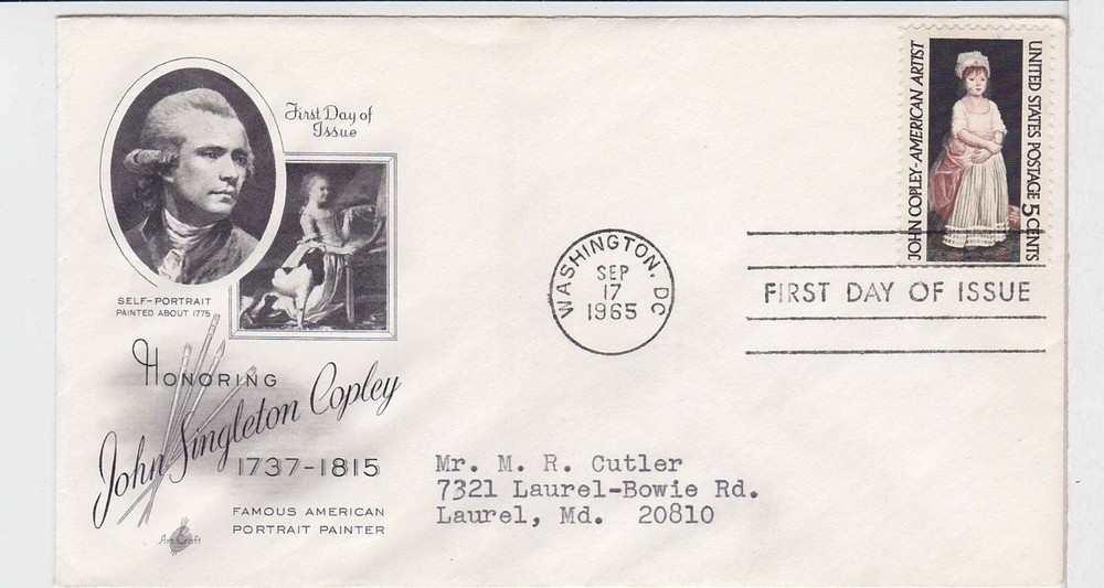 TurtlesTradingPost- John Singleton Copley #1273- 1965- FDC Artcraft