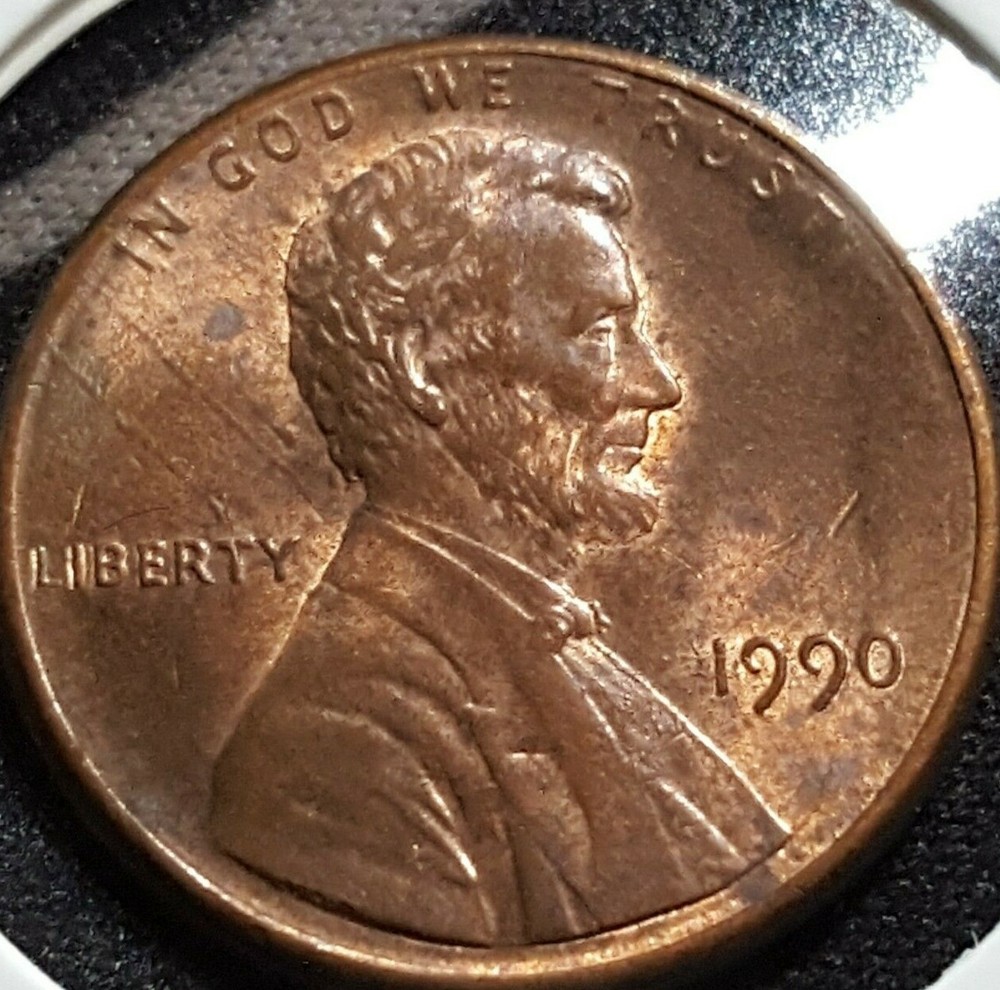 1990-P Lincoln Cent Die Clash Error Cent "Sun Ray's"