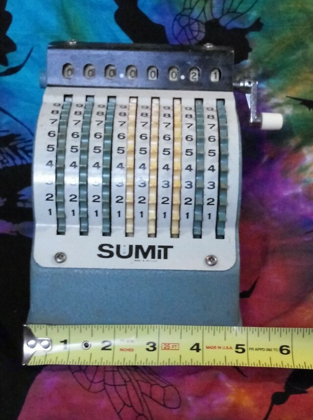 Vintage Sumit Manual Wheeled Calculator Adding Machine