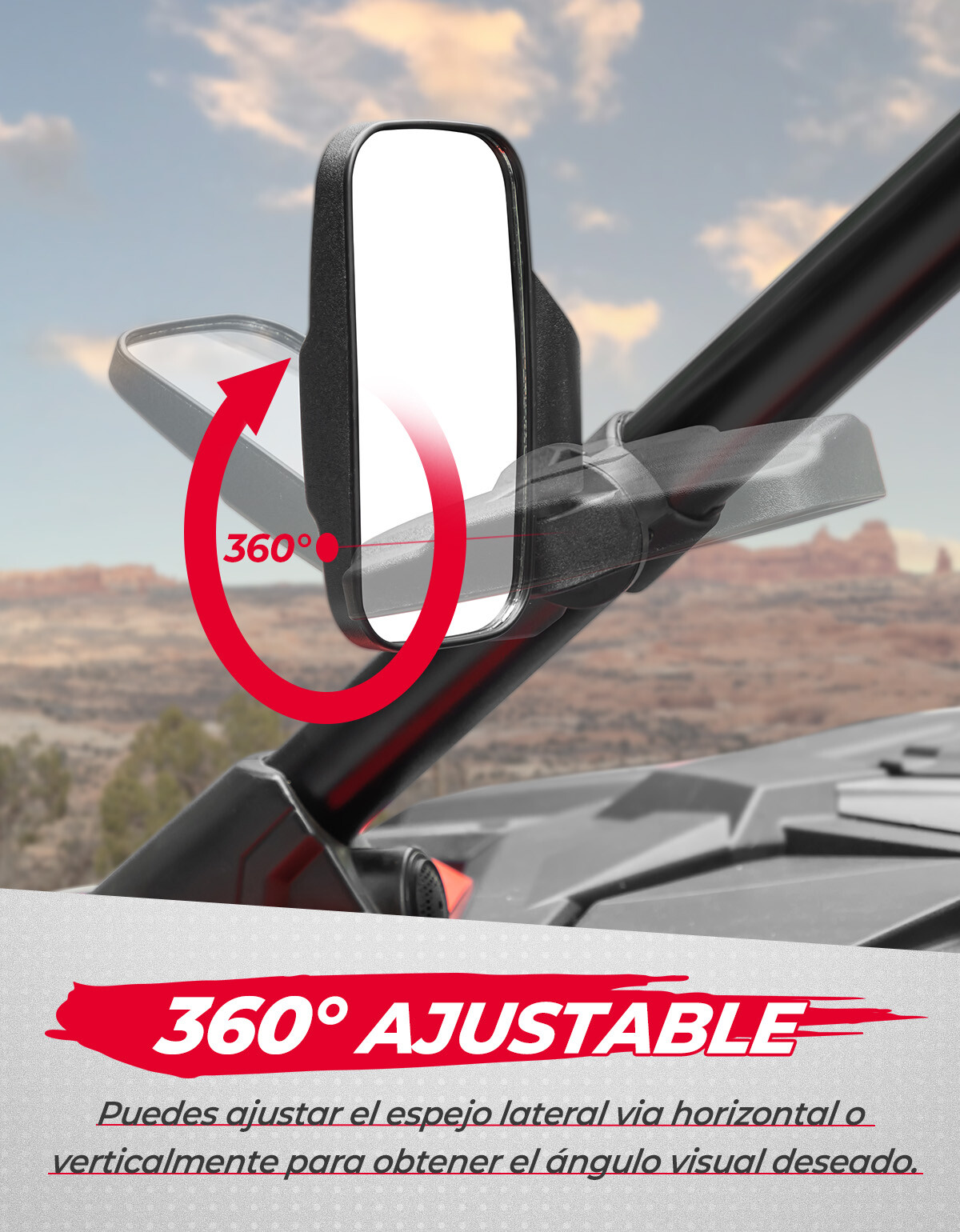 1.75"-2" UTV Rear View Side Mirrors For Kubota RTV 850 900 1100 1140 X-Series