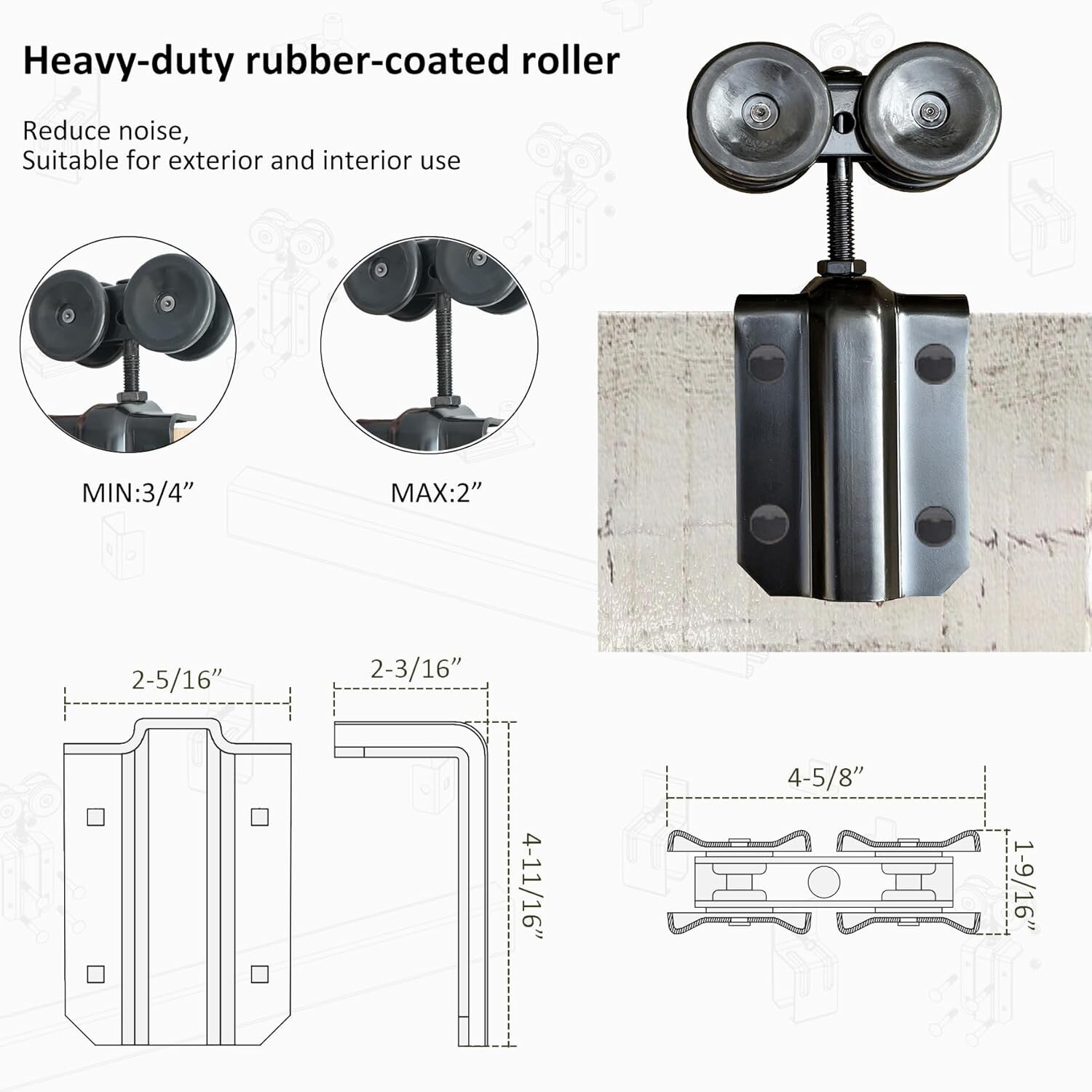 Black Box Track Double Sliding Barn Door Hardware,Heavy Duty Wall Mount kit
