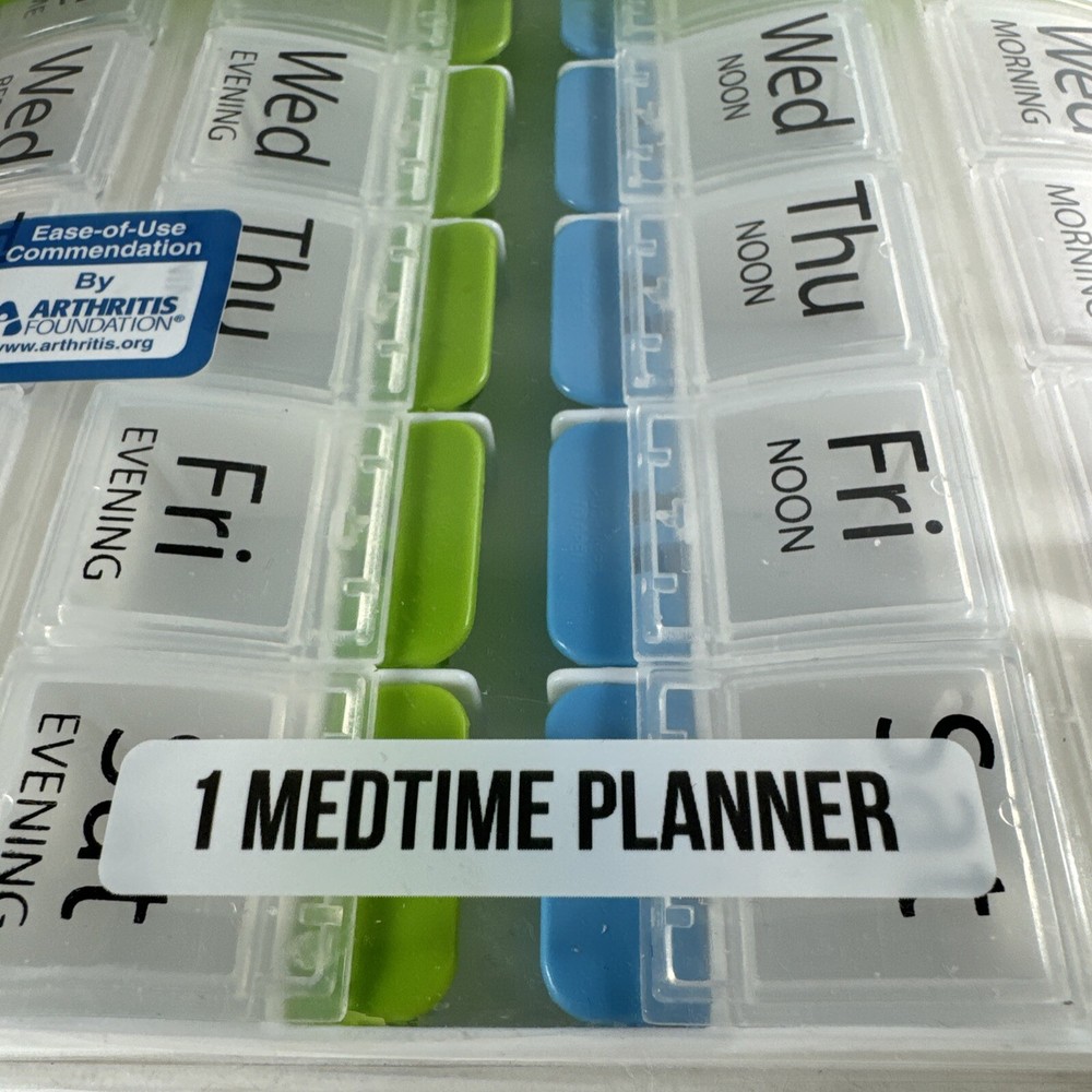 NEW SEALED EZY DOSE Weekly 4x Day MEDTIME PILL PLANNER with Push Buttons