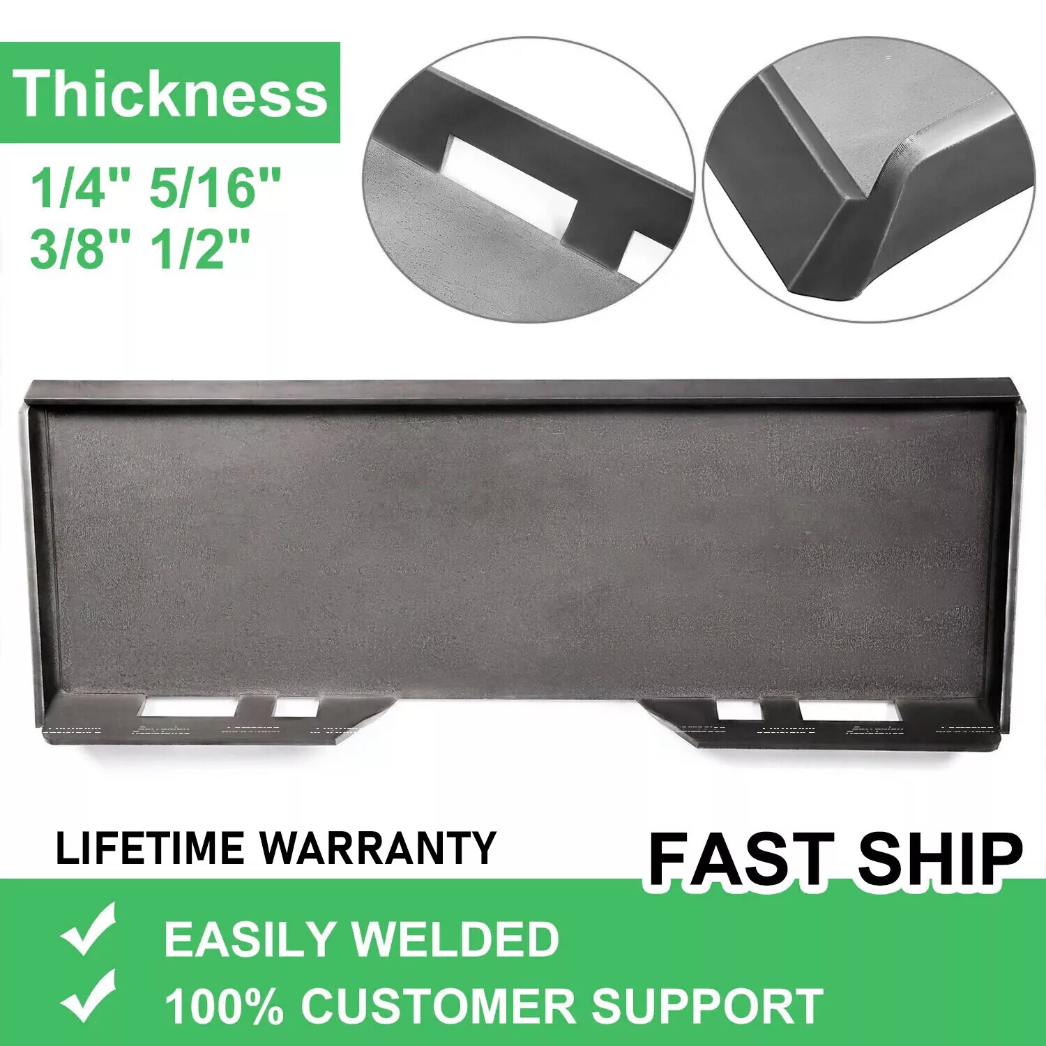 1/4" 5/16" 3/8" 1/2" Quick Tach Attachment Skid Steer Mount Plate Adapter Loader