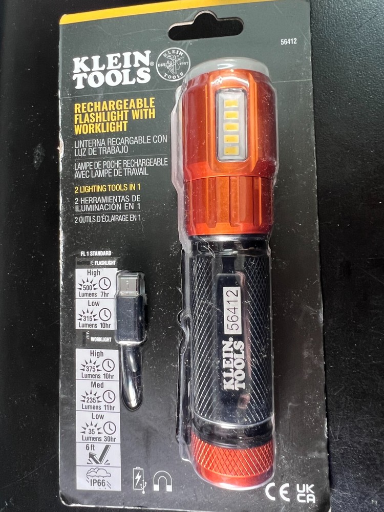 Klein Tools 56412 | Rechargeable LED Flashlight with Worklight 4123