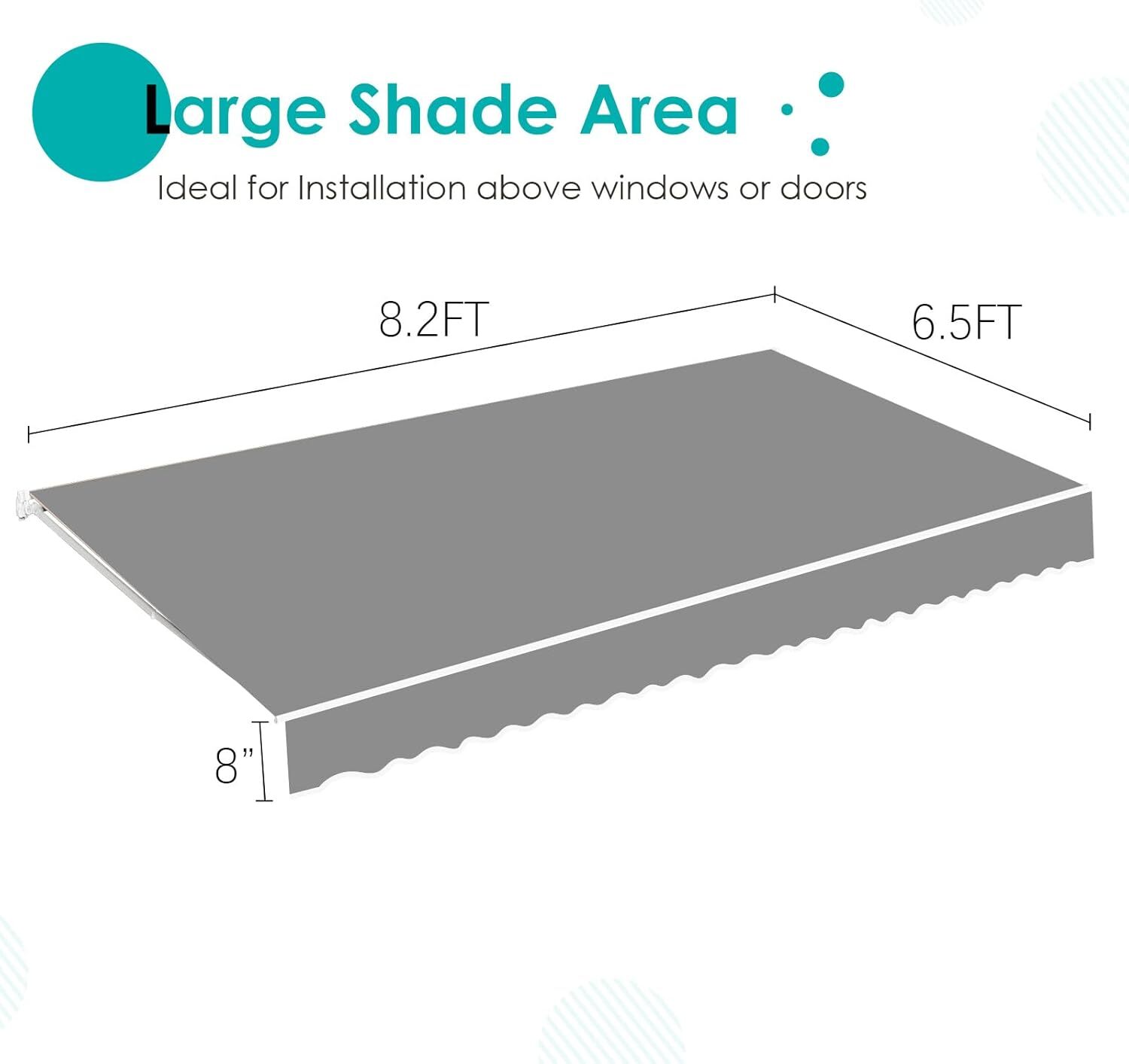 Outdoor Patio Awning Replacement, Sunshade Canopy Awning (Without Frame) 4 Size