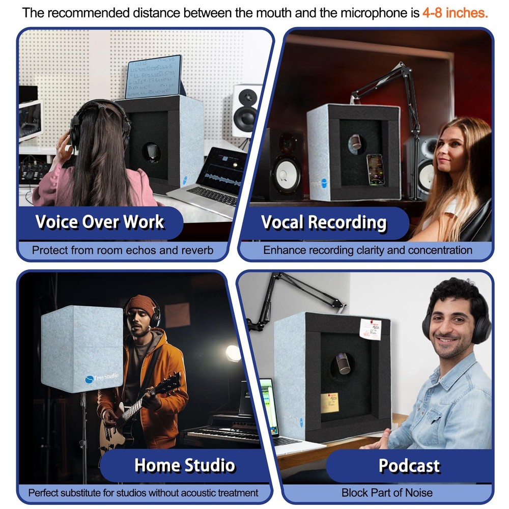 Enclosed Vocal Booth Portable Microphone Isolation Shield Foldable