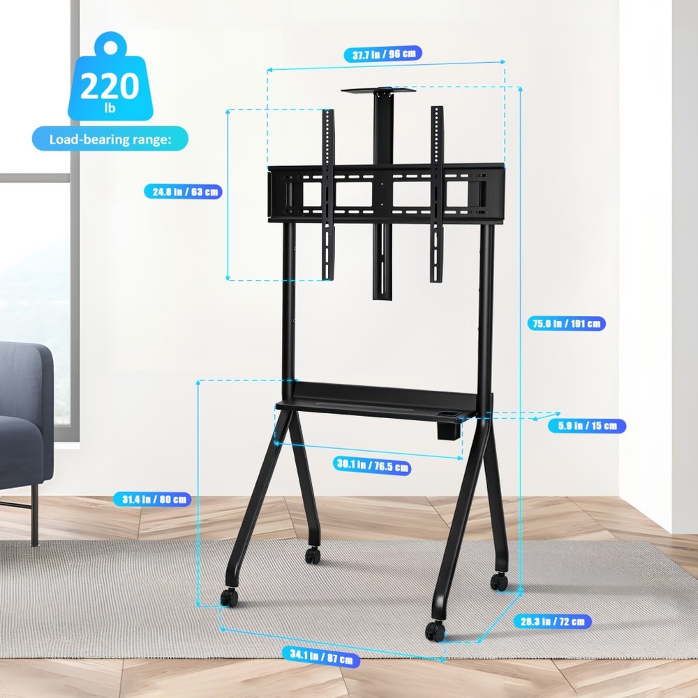 Smart Board Stand,Mobile Stand,with Locable Rolling Wheels,with 4 Lockable Wheel