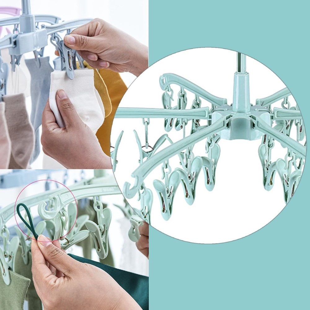 foldable laundry drying rack with clips