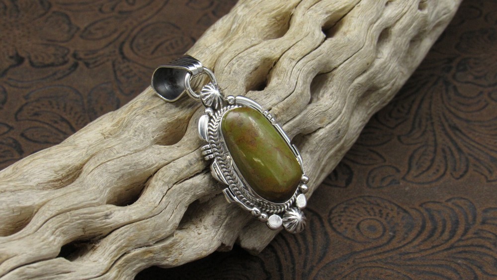 *Green Turquoise Sterling Silver Pendant