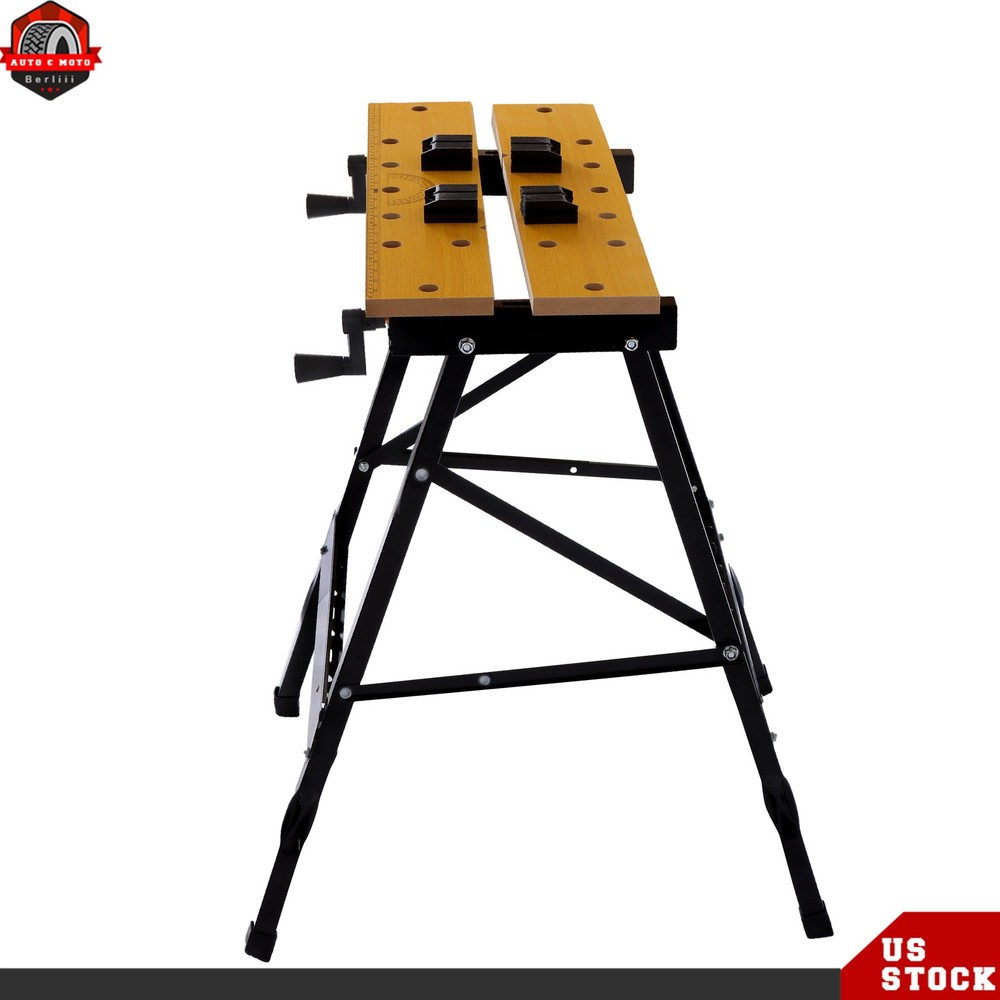 Adjustable Folding Workbench 220lbs Capacity with Built-in Ruler & Protractor