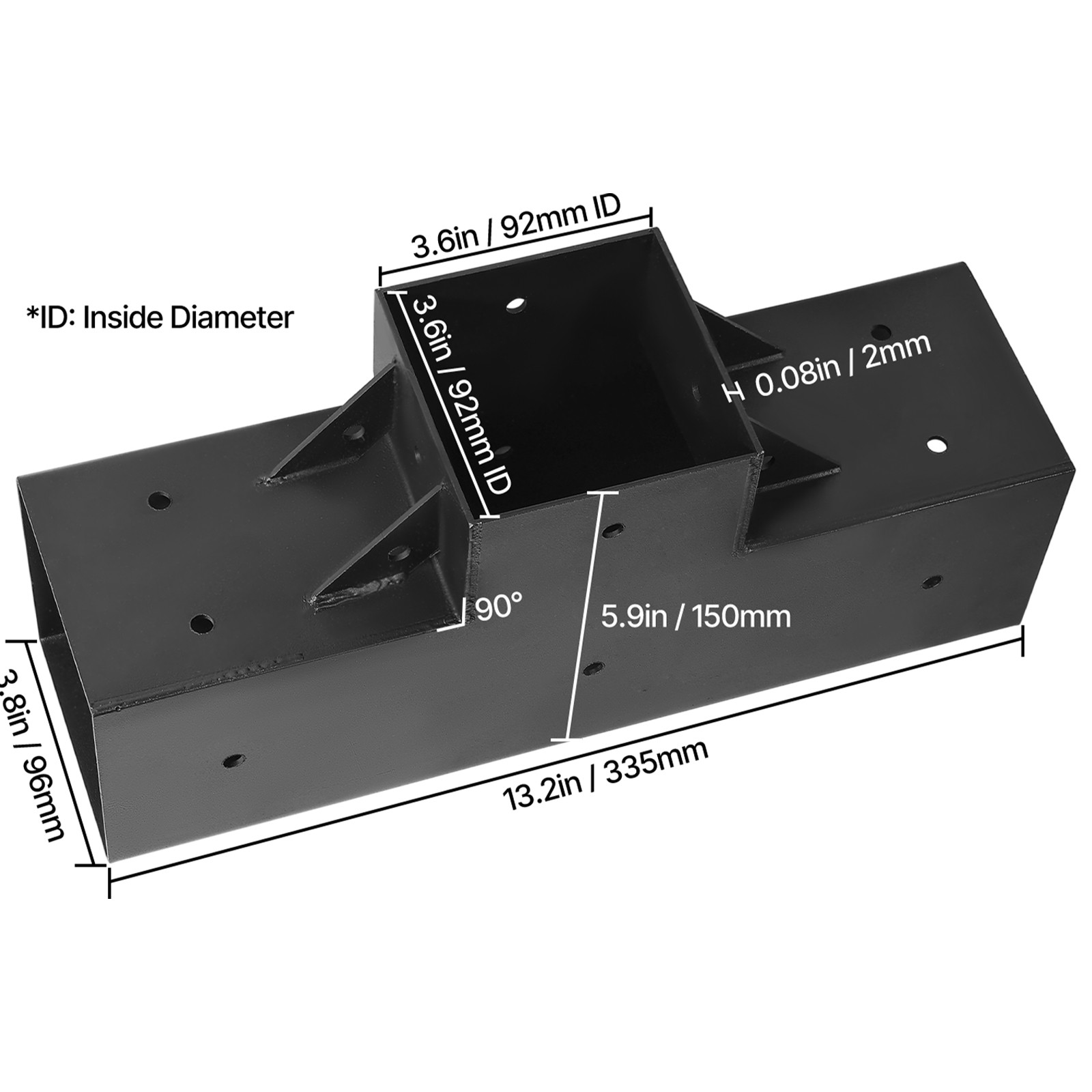 4x4 Inch Pergola Bracket Kit Inner 3.5x3.5 3-Way Woodworks DIY Post 2 pcs
