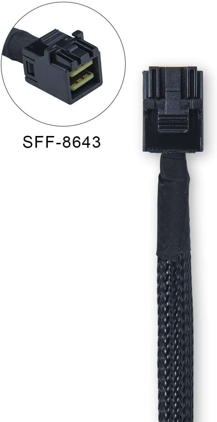 2 Packs 12G Internal HD Mini SAS SFF-8643 to SFF-8643 Cable 100-Ohm 0.5~1 merer