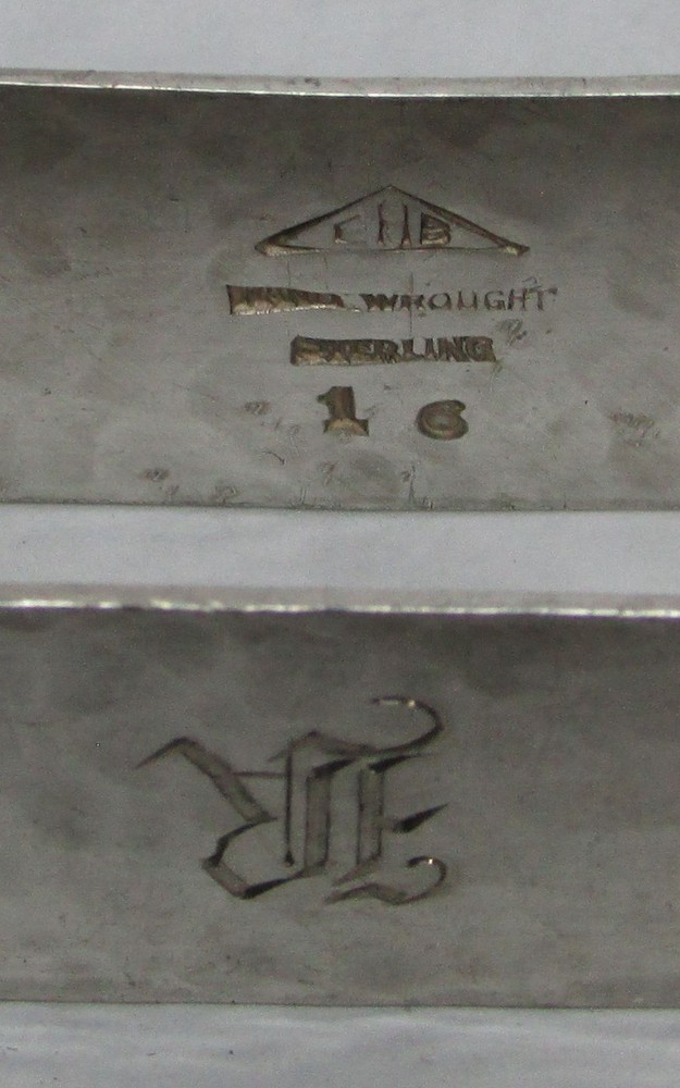 3 HAND WROUGH E.H.B. LONG RECTANGLE OVAL NAPKIN RINGS