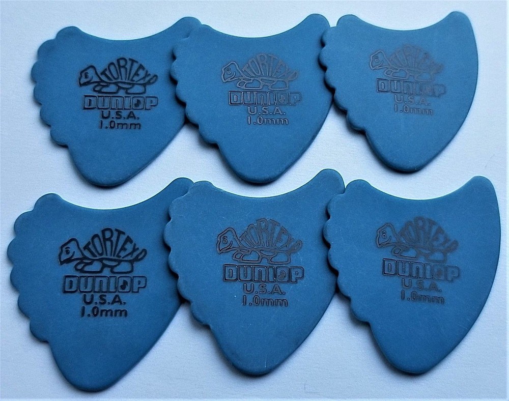 Dunlop Tortex Fins, Blue 6 Picks 1.0mm Blue