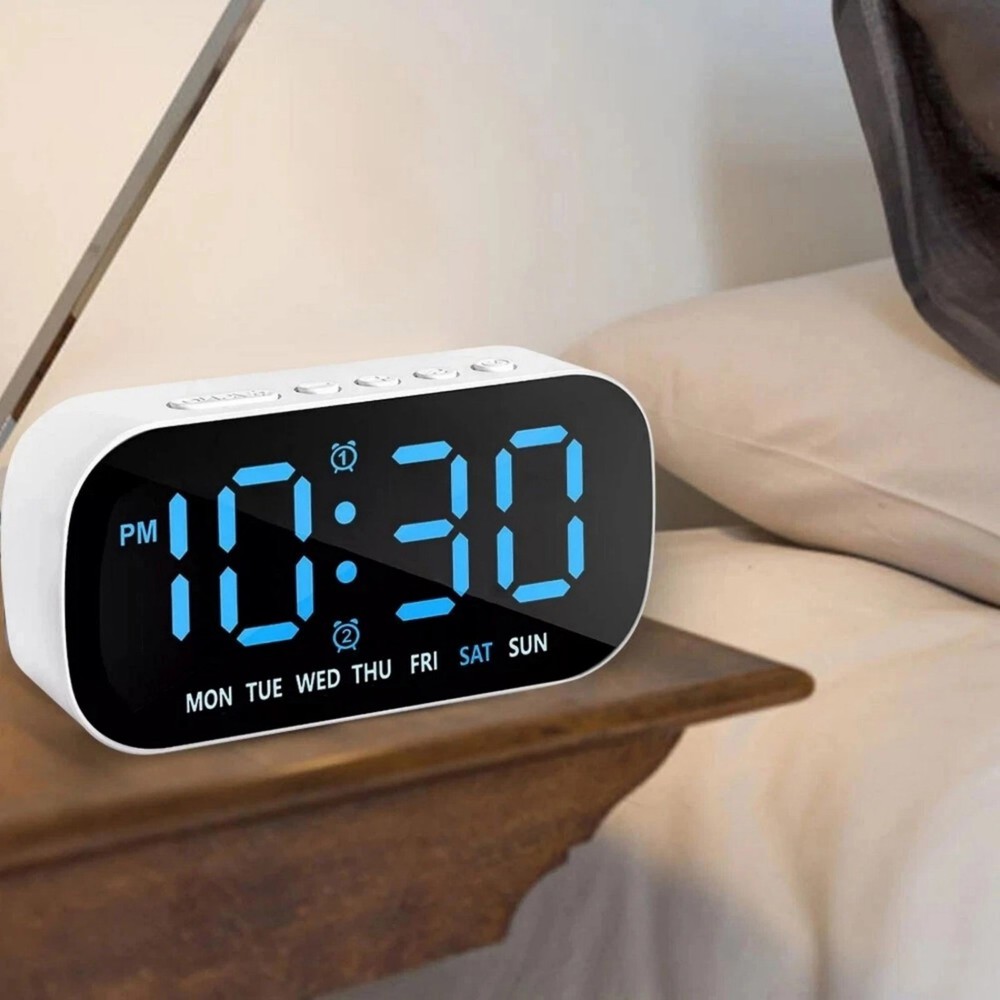 Large White LED Display Electric Digital Alarm Clock With Snooze Function