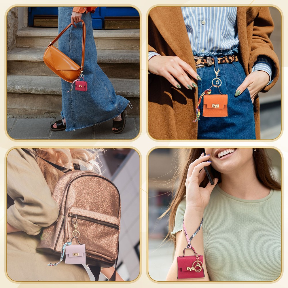 2 Pcs Mini Backpack Keychain Pouch, Red/Orange