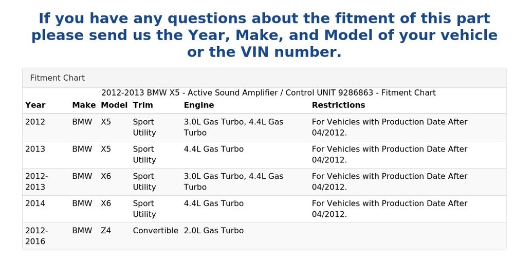 2012-2013 BMW X5 - Active Sound Amplifier / Control UNIT 9286863