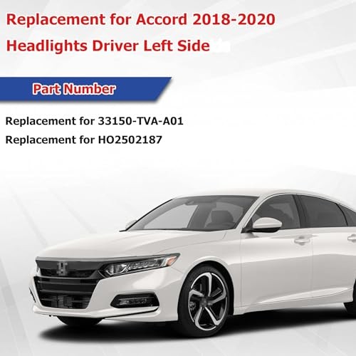 Driver Side Headlights Assembly Halogen Replacement for Accord 2018-2020
