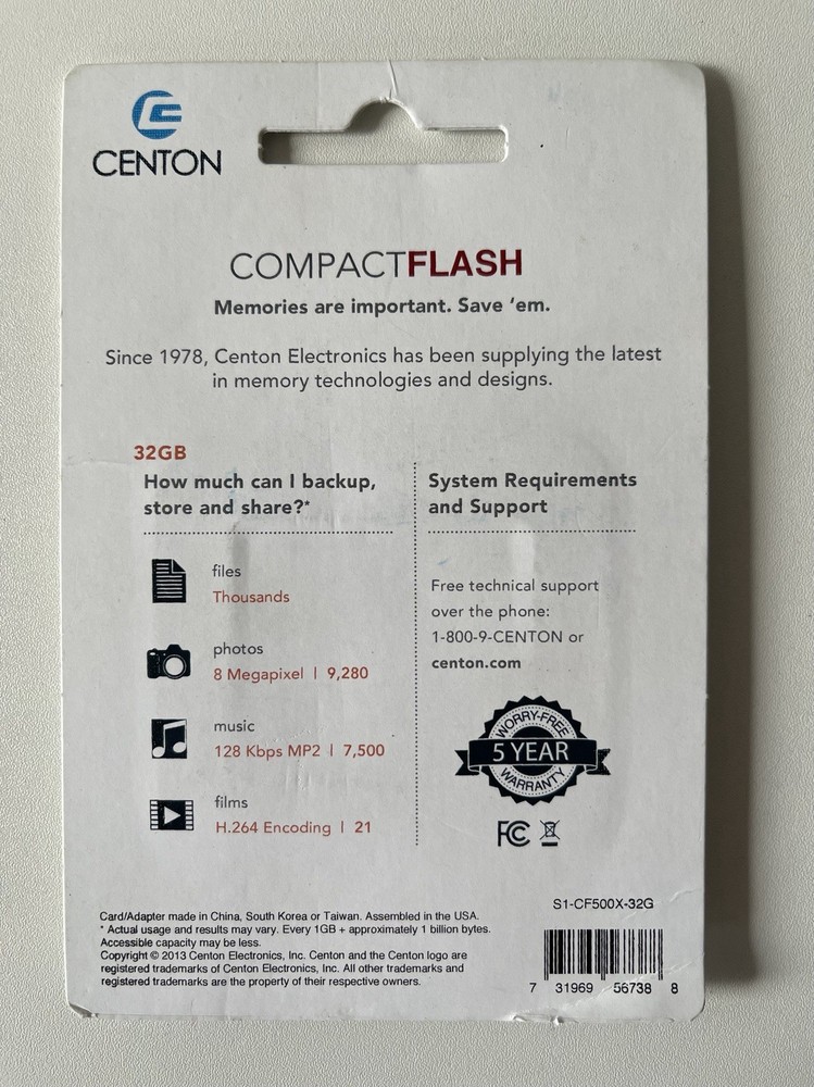 Memory Card From Centon, 32GB compact flash mobile