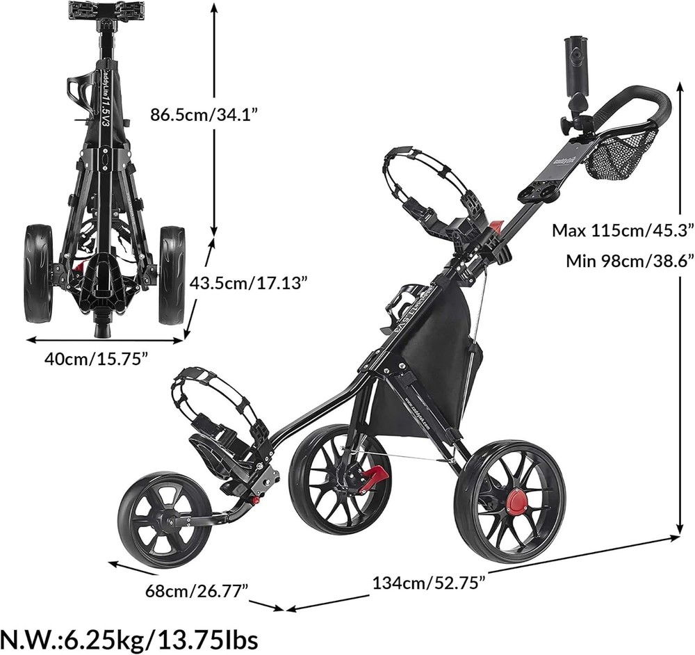 Caddytek CaddyLite 11.5 V3 Golf Push Cart