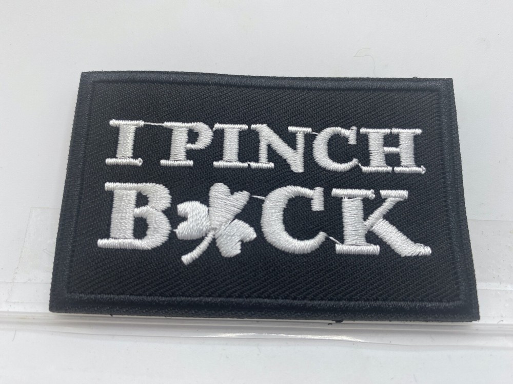I PINCH BACK  New EMBROIDERED NAME  PATCH WITH HOOK BACKING