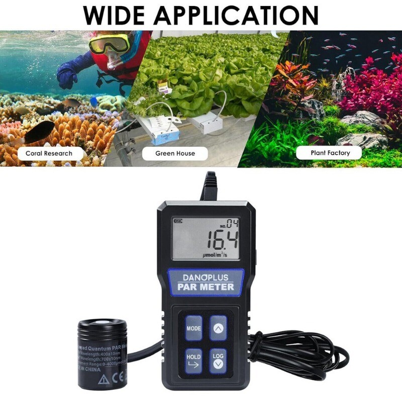 PAR Meter Waterproof IP68 Quantum Sensor PPFD Meter Data Logger for Reef Tank US