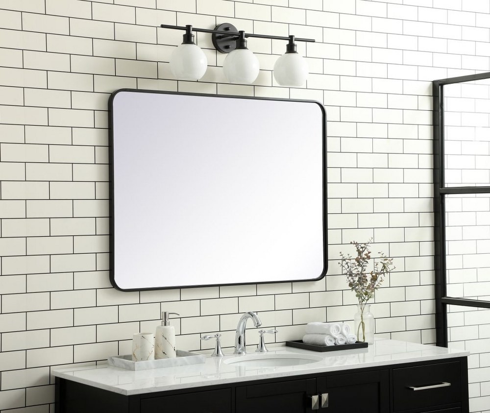 Used Elegant Decor MR803040BK Evermore - Soft Corner Rectangular Mirror In