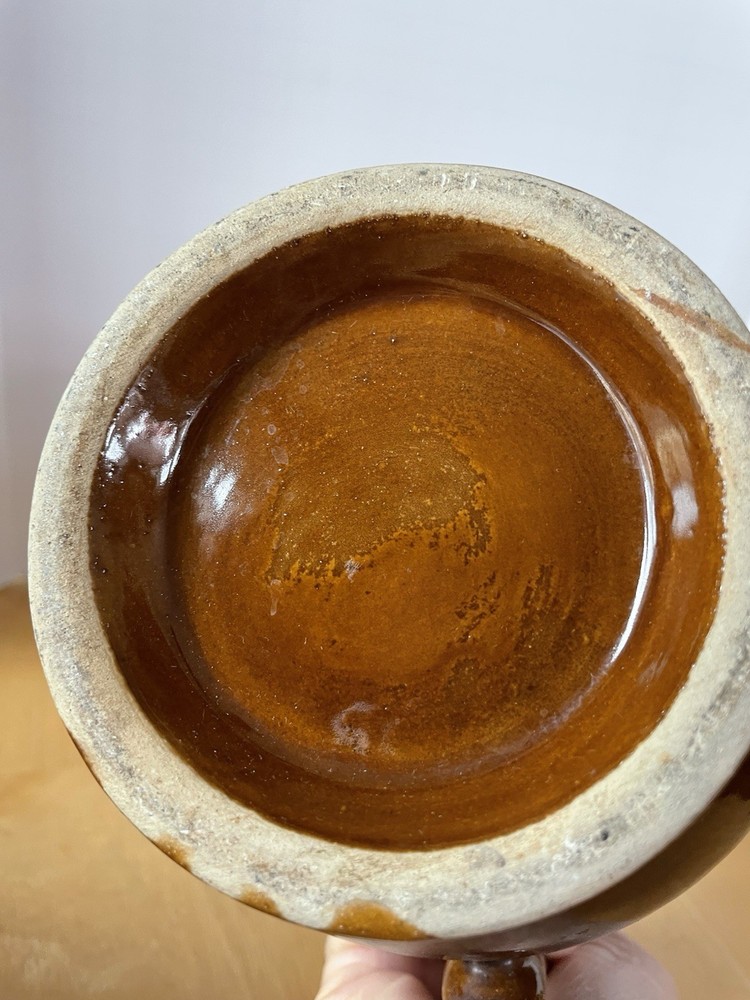 Pitcher Brown Glazed 7 1/2” Yellow Interior