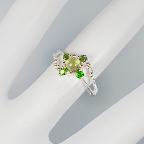 Gift Jewelry 925 Sterling Silver Ring Natural Peridot vintage style/ RVS370