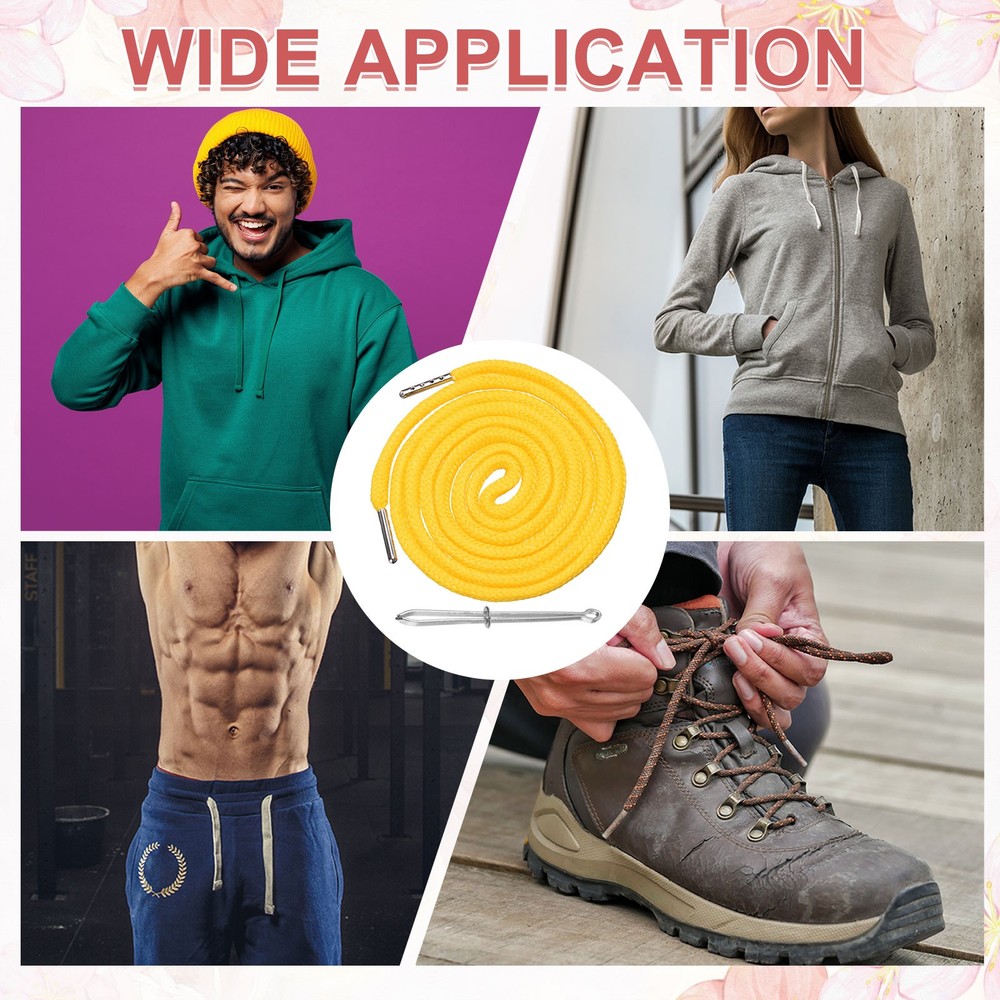 2 Pcs Hoodie Strings Drawstring Cords with Easy Threader (Light Yellow)