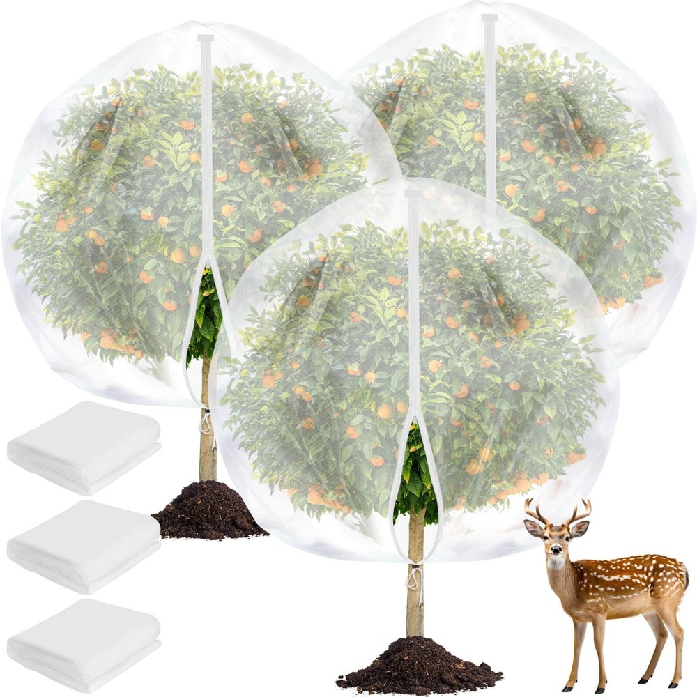 10x10 FT Fruit Trees Netting with Zipper,3Pcs Large Tree Nets for Fruit Trees...