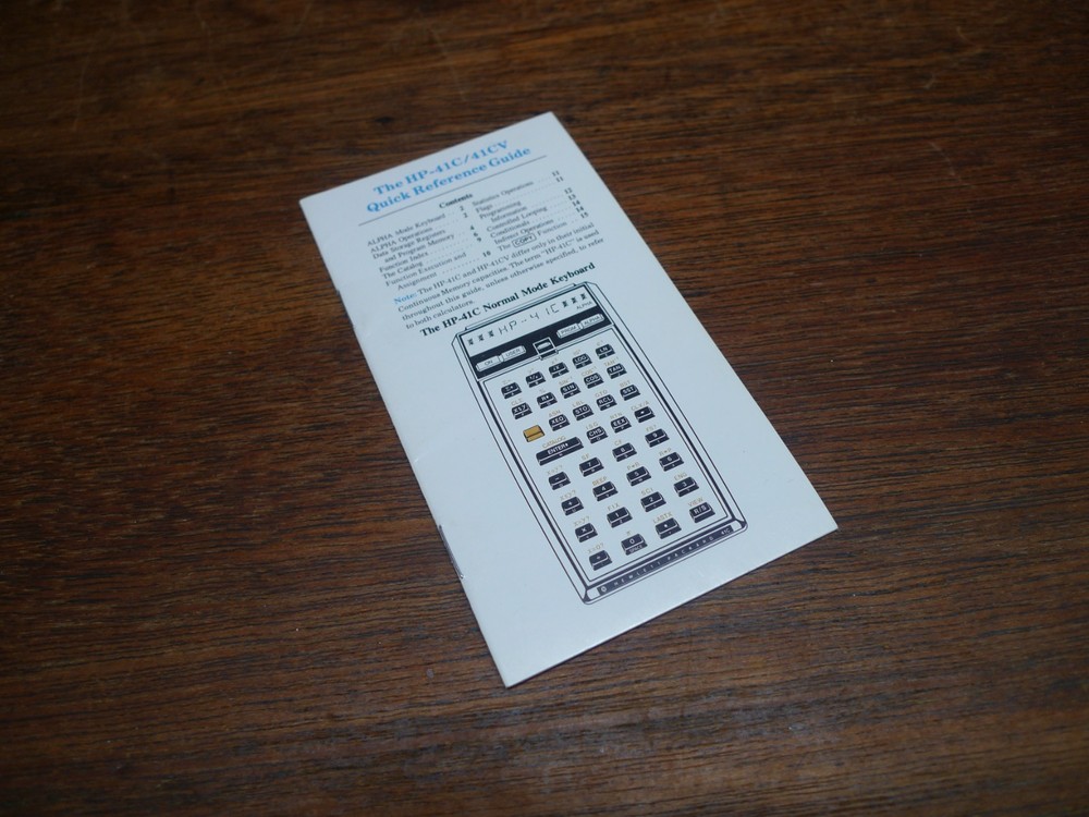 HP-41C/CV ORIGINAL VINTAGE CALCULATOR REFERENCE GUIDE