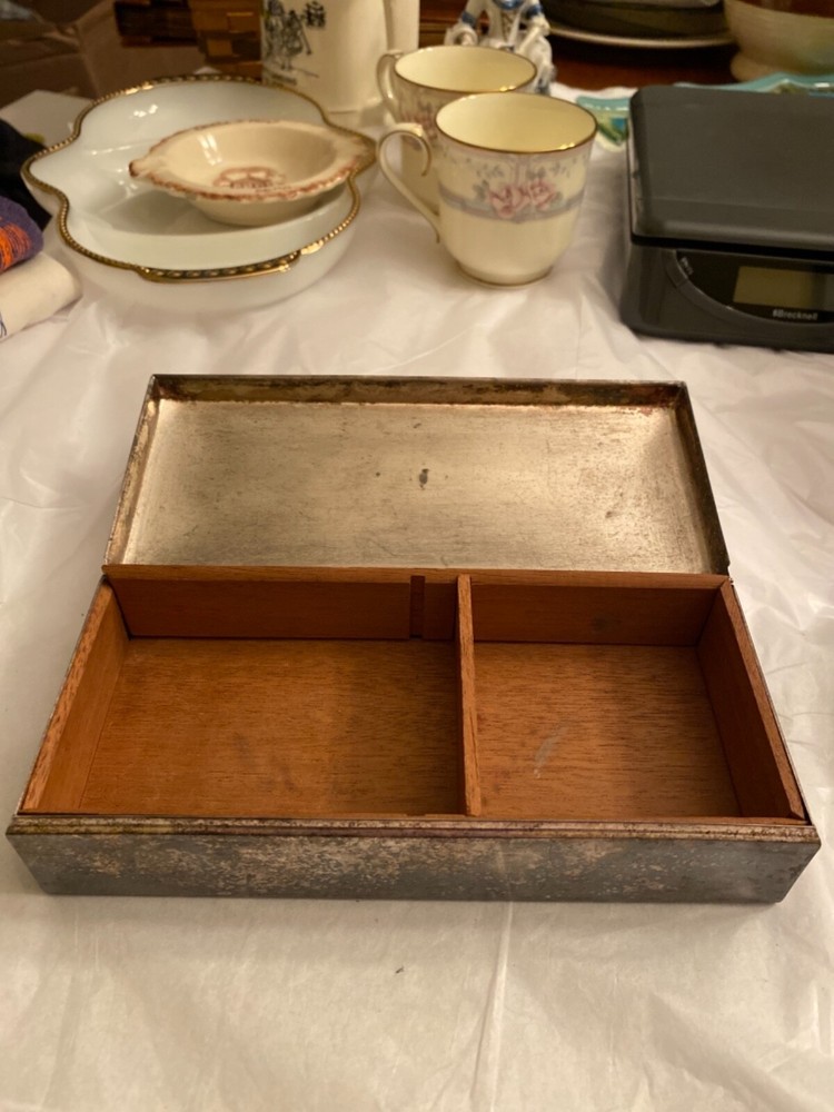 ANTIQUE TOWLE SILVER-PLATE WOOD LINED RECTANGULAR BOX