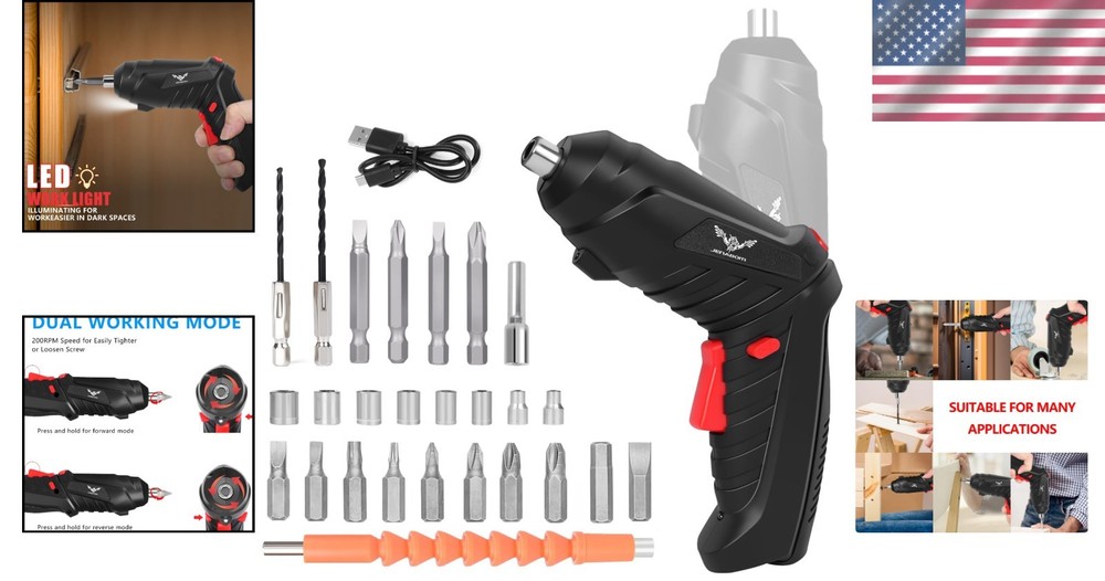 Multi-Functional Cordless 28-in-1 Screwdriver Set with Enhanced Durability