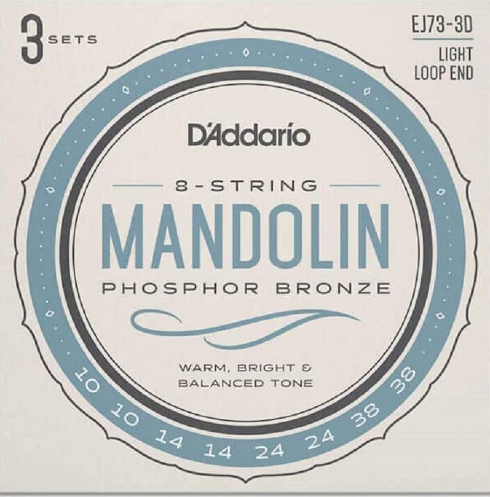 3 Sets D'Addario EJ73 Mandolin Strings Phosphor Bronze Light 10-38 EJ73-3D