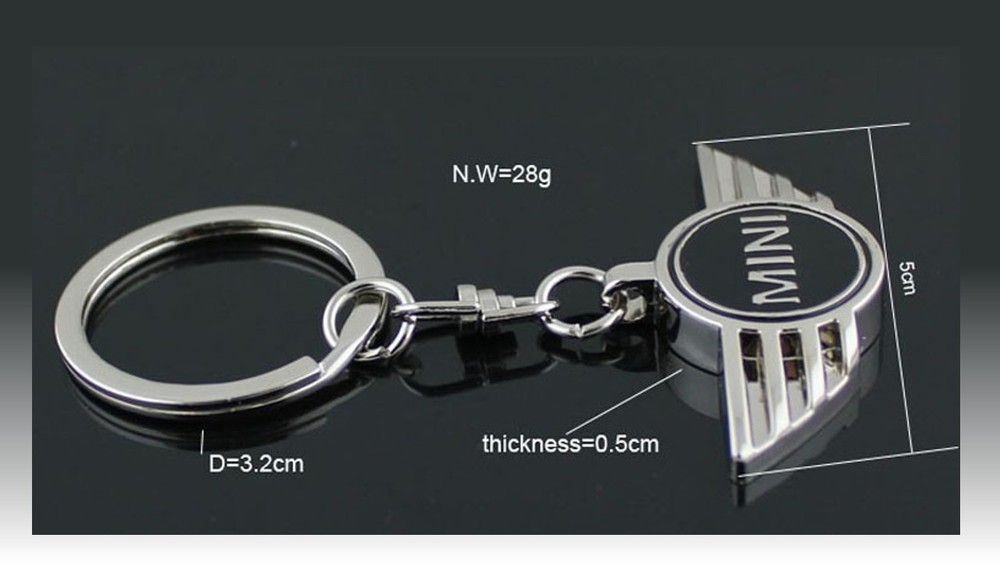 Mini Keychain – Chrome Black Silver Key Ring + Velvet Bag – Gift Idea