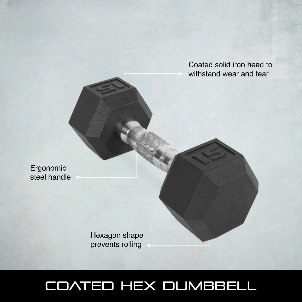 Coated Hex Dumbbell, Single 30 lbs