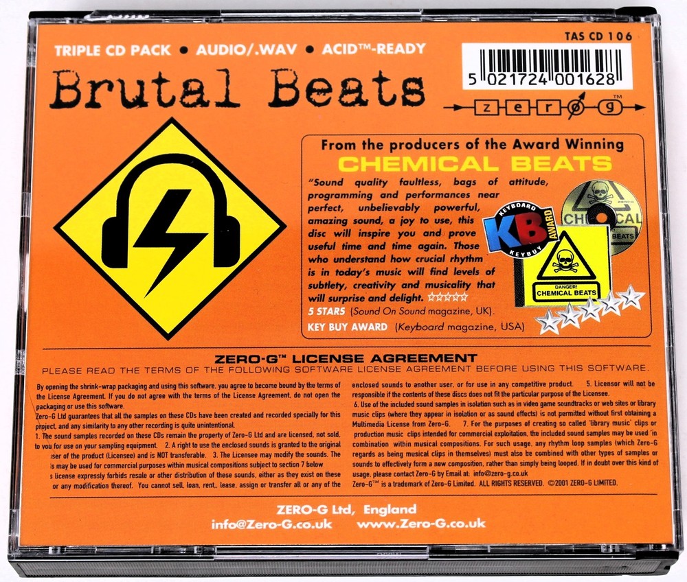 Zero-G Brutal Beats Sample Library/Sound Library/Sampling Triple CD 2001