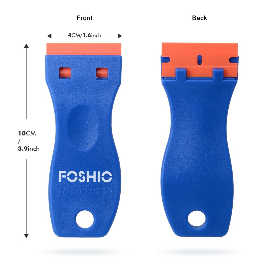 FOSHIO Plastic Razor Blade Scraper Include 2PCS Tool and 100PCS Blue