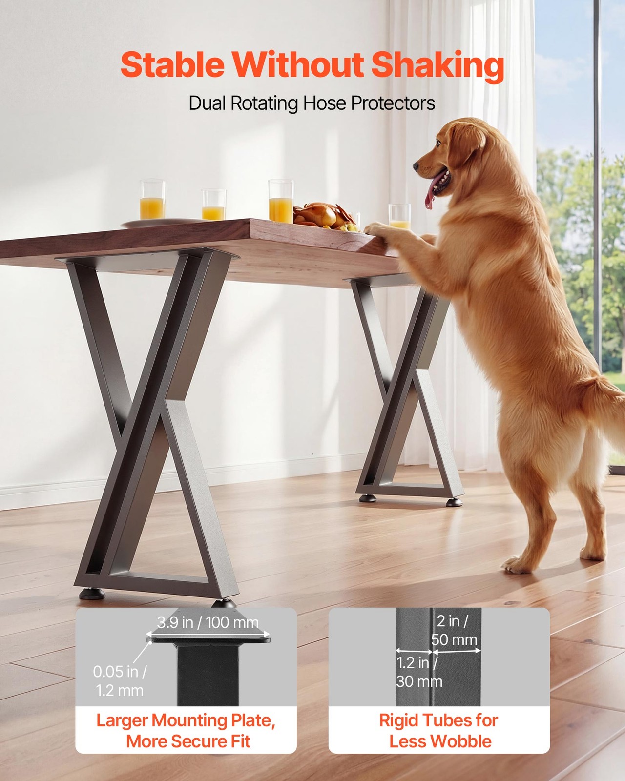 VEVOR Steel Table Legs 29.1 x 24 in 2204 lbs Heavy Duty for Desk Set of 2 Black