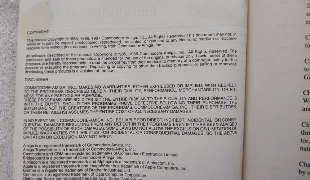 Vtg 1987 Introduction to the Commodore Amiga 2000 Book Msg Front Cover Computer