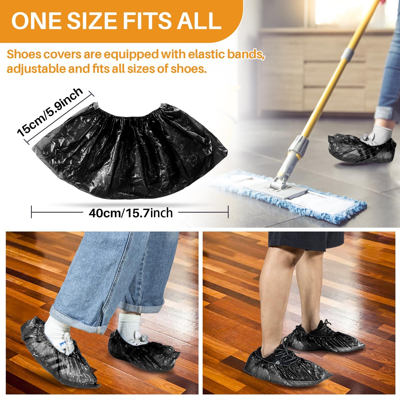 60 Pack Disposable Shoe Covers Waterproof Plastic Booties for Men & Women