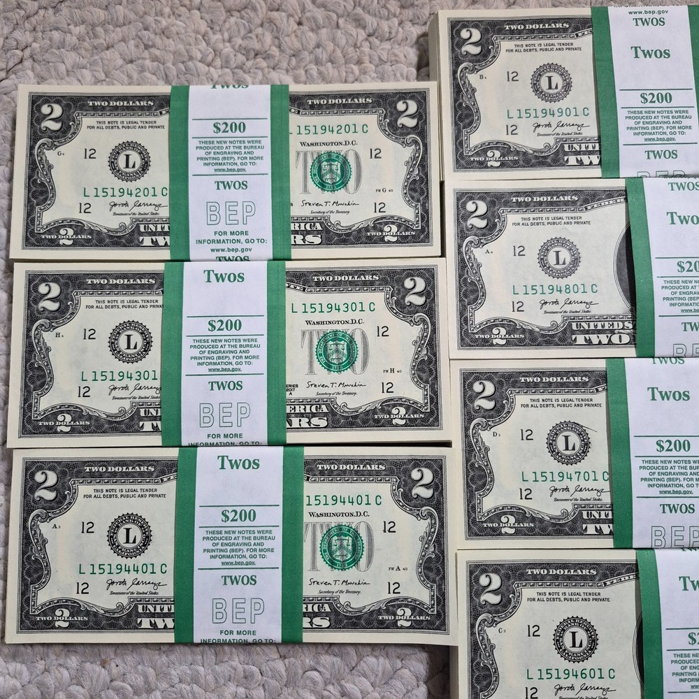 $100 Face Value / 50 QTY ($2 BILLS) TWO DOLLAR BILLS UNCIRCULATED SEQUENTIAL