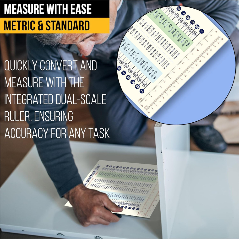Magnetic Metric-to-Imperial Conversion Chart with Ruler - Waterproof Guide