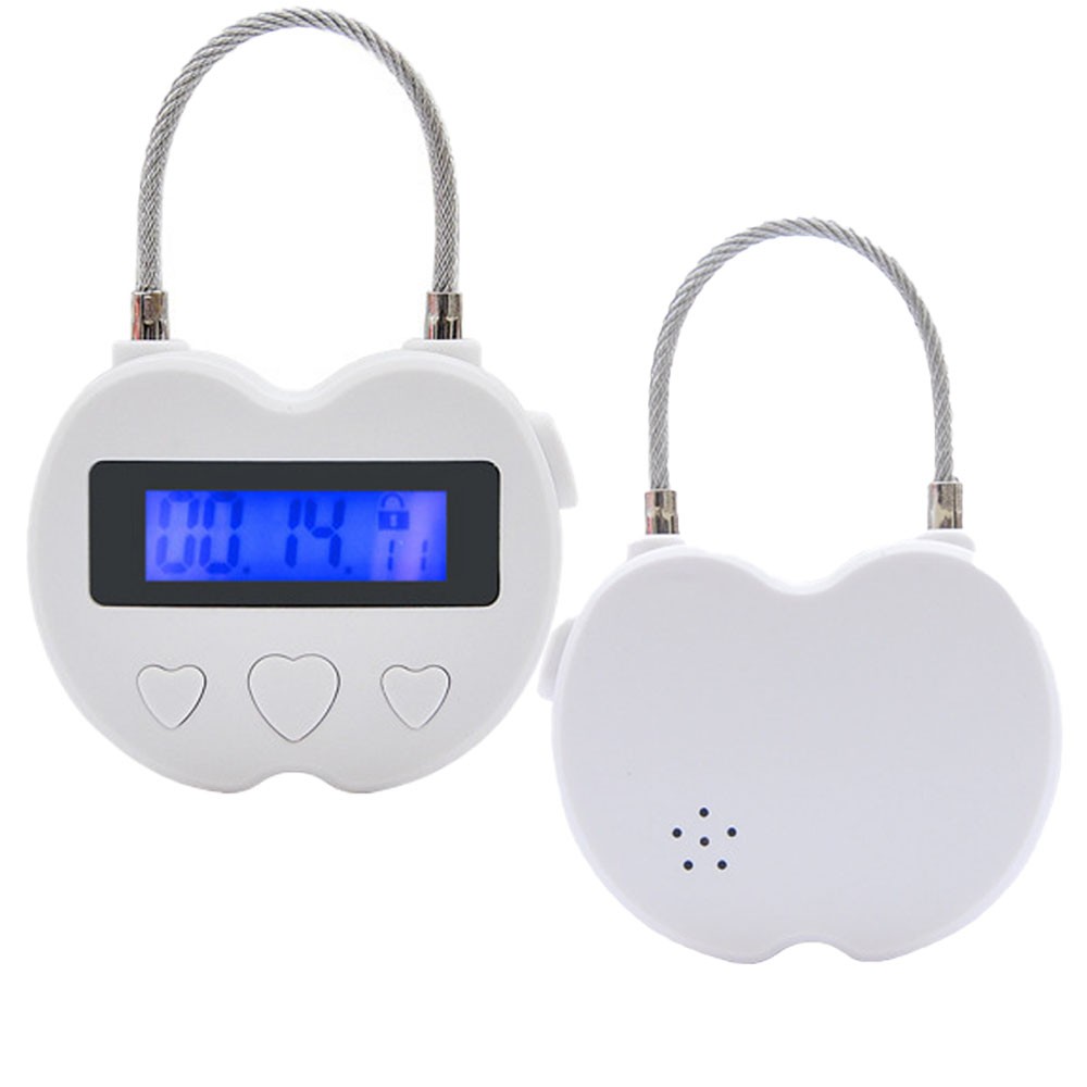 2PCS White USB Rechargeable Smart Time Lock LCD Display Temporary Timer Padlock