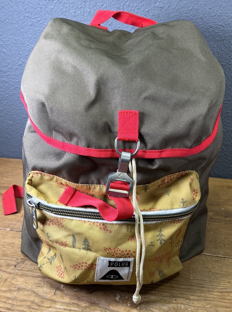 Poler Canvas Drawstring Soft Backpack Camping Hicking Large 18 X 15”