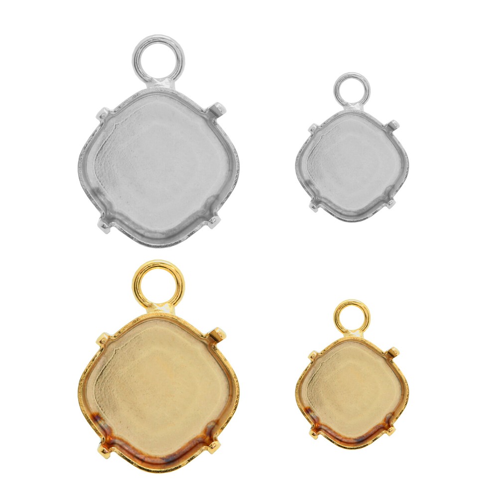 Brass Bail/Base for Embedding 4483 Thin Cushion Crystals * Choose Sizes