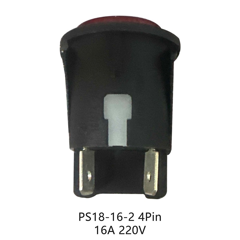 Red Push Button Switch 4 Pins Touch Power Switch Round Rocker Switch PS18-16-2