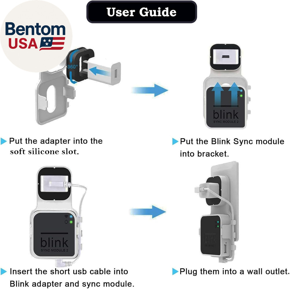 256GB USB Flash Drive & Outlet Mount for Blink Sync Module 2, Space Saving and E