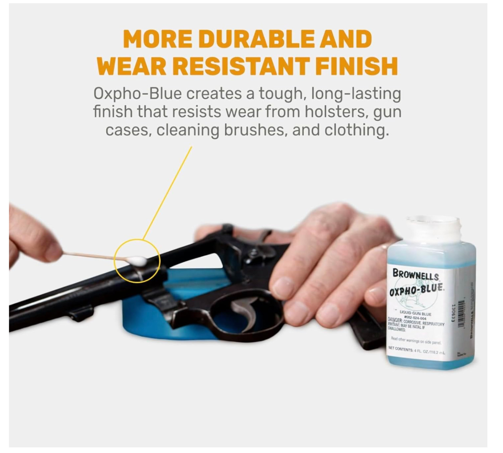 Brownells Oxpho-Blue Liquid Gun Blue, Cold Bluing Solution, 100 Swabs 4 fl. oz